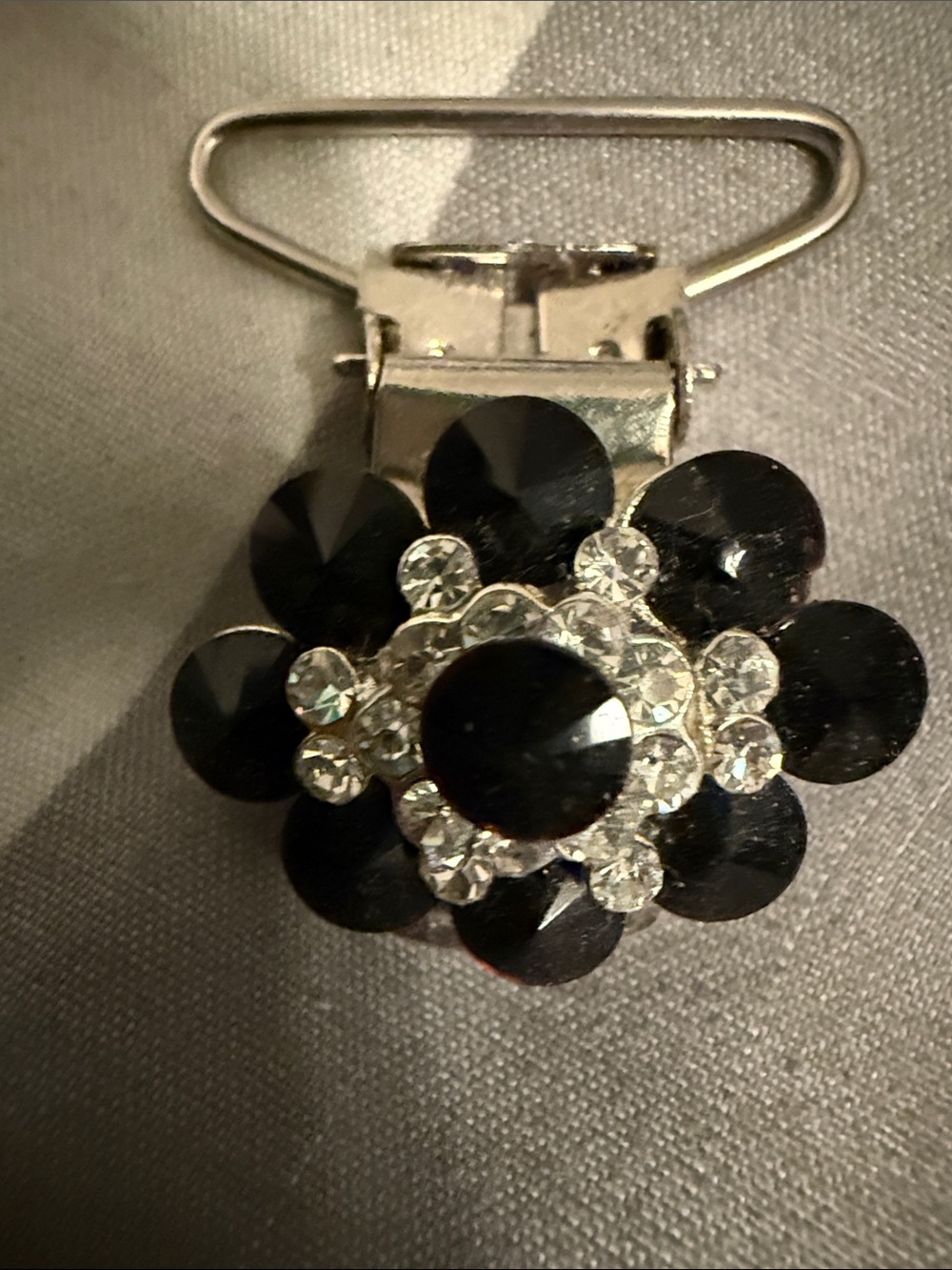 Black Crystal Flower Clip - Irish dance number clip- Women/girl Jewelry